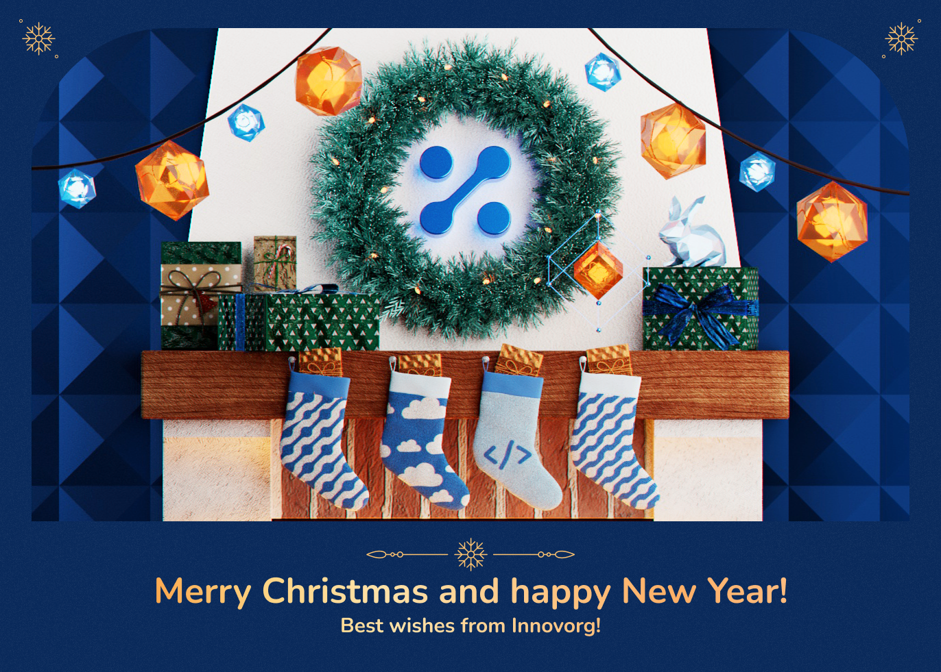 The image shows happy holidays from innovorg christmas